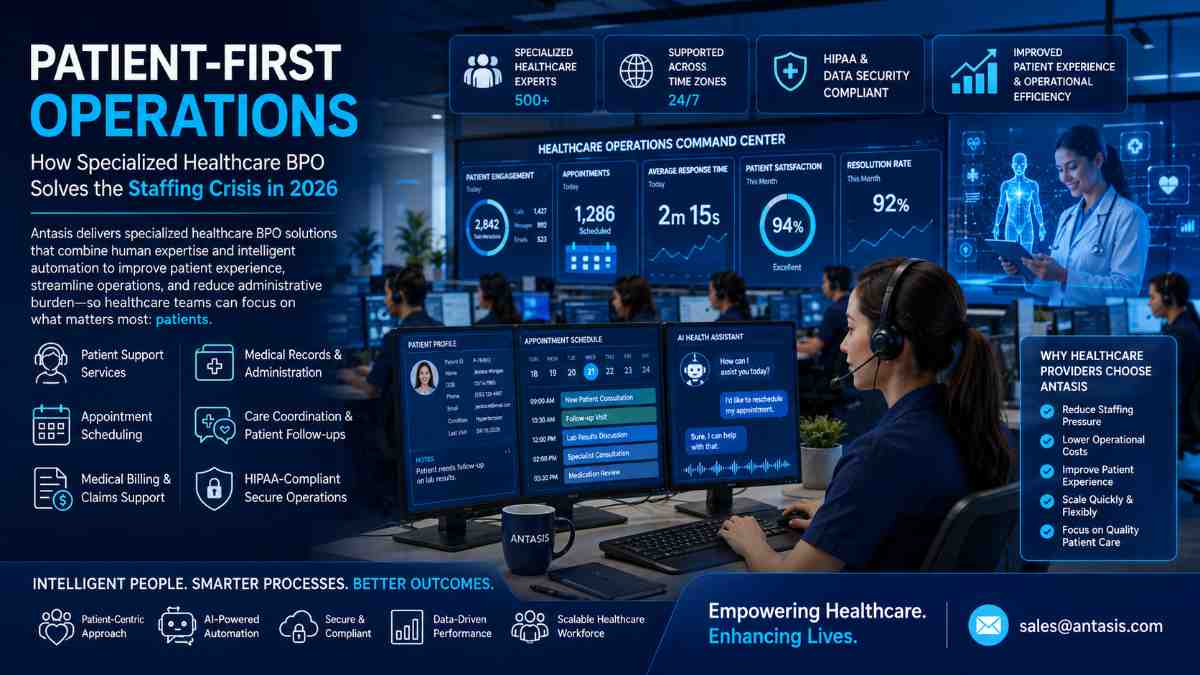 Antasis enables patient-first healthcare operations through specialized healthcare BPO, AI-assisted support, appointment coordination, and scalable administrative workforce solutions.