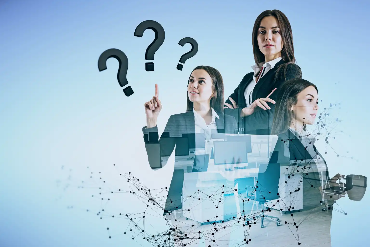 A business professional seeking answers and expert support, representing customer service, business consulting, and outsourced support solutions.